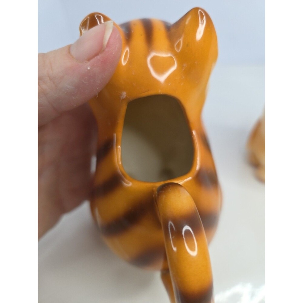 Nocrest Hand Painted Orange Tabby Cats Sugar & Creamer Set Japan Rare Antique - Picture 6 of 15